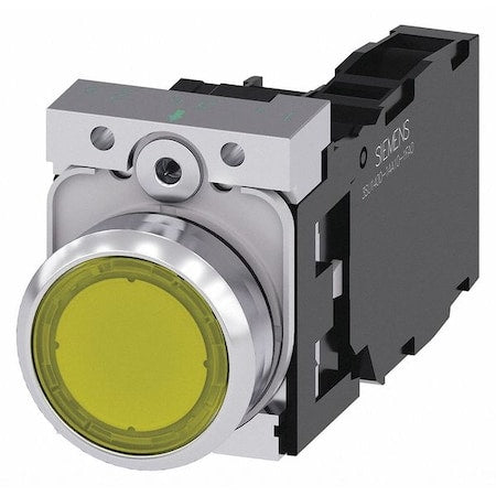 Siemens 3SU1152-0AB30-1FA0 - Illum Push Button,Full Volt,Yellow,1 NO/1 NC