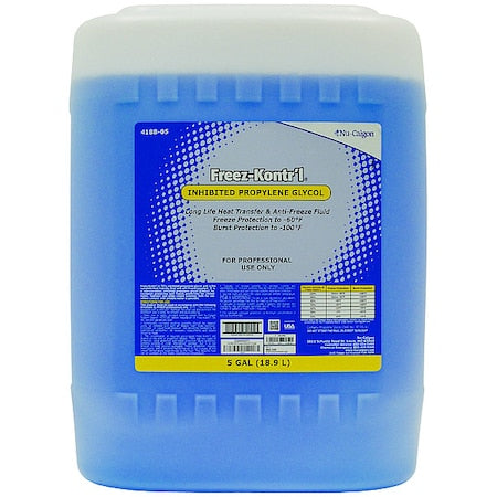 Nu-Calgon 4188-05 - Freez-Kontr'l Inhibited Propylene Glycol, Liquid, 5 gal Tote, Blue, -60 to 230 Degrees F