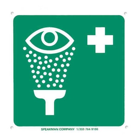 Speakman SGN1 - Emergency Eyewash Sign, Plastic, Green/White, 7-7/8 in x 12 in