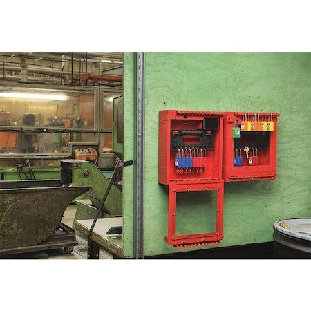 Master Lock S3502 - Group Lockout Box,Hinged,Red,Stnlss Steel