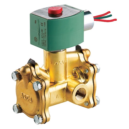 Asco 8316G014 - Solenoid Valve, 3-Way, 2-Position, Normally Closed, 3/8 in Pipe Size, 120 V AC, High Flow, Brass