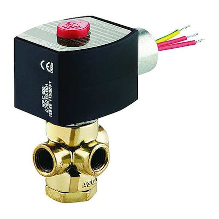 Asco EF8320G182 - Solenoid Valve, 3-Way, 2-Position, Normally Closed, 1/4 in Pipe Size, 120 V AC, Direct Mount, Brass