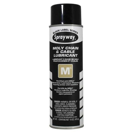 Sprayway SW291 - Chain & Wire Rope Lubricant, 20 oz, Aerosol Spray Can, Petroleum Distillates Base, 543 Degrees F Max Op Temp, Black, MRO Black Label Series