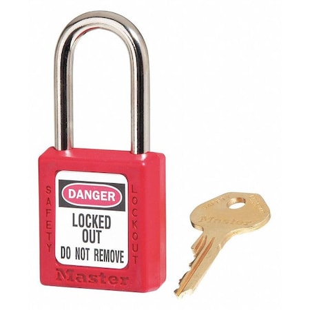 Master Lock 410S6RED - Lockout Padlock, Keyed Different, Thermoplastic, Standard Body, Steel, Red, PK6
