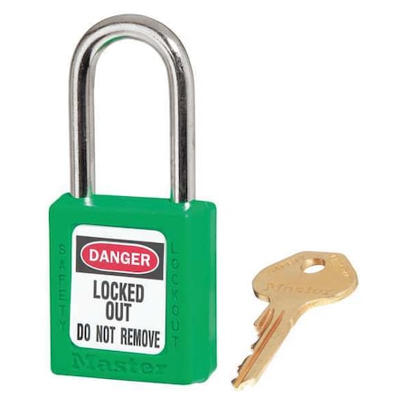 Master Lock 410S6GRN - Lockout Padlock, Keyed Different, Thermoplastic, Standard Body, Steel, Green, PK6