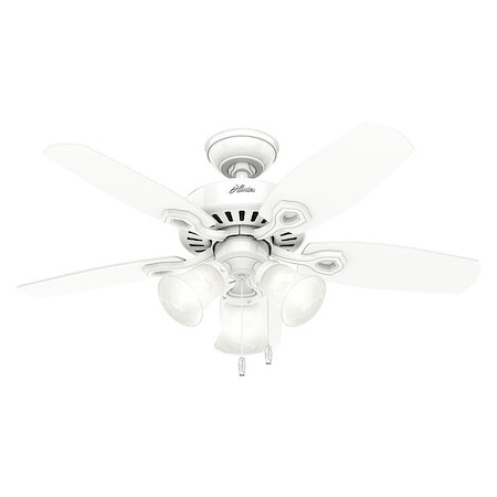 Hunter 52105 - Decorative Ceiling Fan, 42 in Blade Dia, 5 Blades, 3 Speeds, 120 V AC, White
