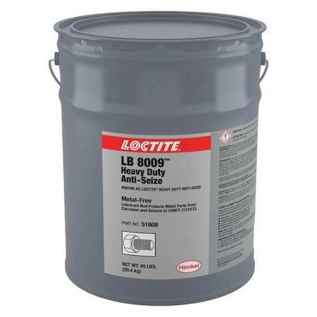 Loctite 234351 - Anti-Seize, Heavy Duty, Pail, 45 lb, Non-Metallic Base, 2400 Degrees F Max Op Temp, Paste