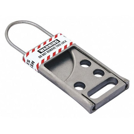 45MZ54 - Lockout Hasp, Silver, Stainless Steel, 7 Max. No. of Padlocks, 3/8 in Max. Shackle Dia.