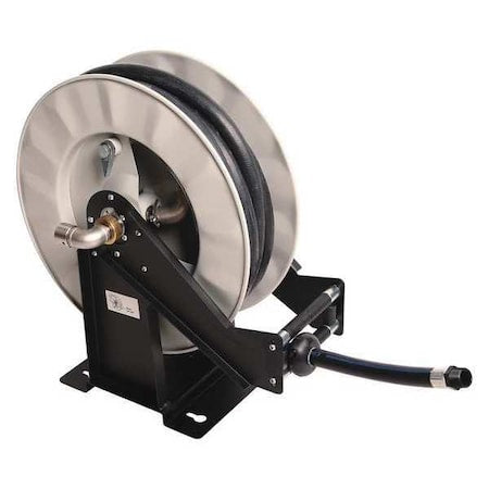 Liquidynamics 88402DEF-50 - Spring Return Hose Reel, 3/4 in Hose Diameter, 50 ft Length, 852 psi Max. Pressure, Stainless Steel