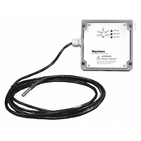 Raychem EC-TS - Line Voltage Thermostat, Heat Only, 30 to 110 F, Exposed Dial, Push Buttons, 100 to 277 V AC, 1 H