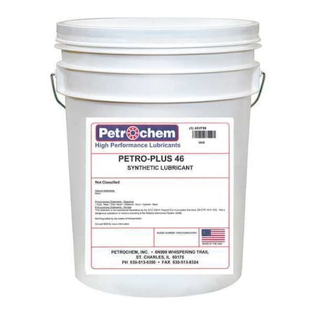 Petrochem PETRO-PLUS 46-005 - Compressor Oil,5 gal.,Pail,Synthetic Oil