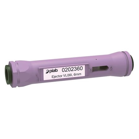Piab VL06I, 6mm - Vacuum Ejector,Inline,14.2mm H,Opn Exhst