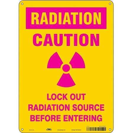 Condor 451Y57 - Radiation Safety Sign, 14 in H, 10 in W, Aluminum, Vertical Rectangle,451 Y57