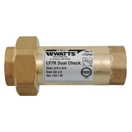 Watts 3/4 LF7 U2-2 - 3/4" FNPT Bronze Dual Check Valve