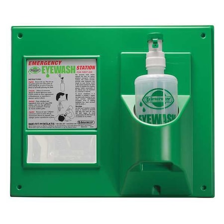 Sp Scienceware F24866-0000 - Single-Use Eyewash Station, Manual, 32 oz Bottle, with Housing, Green