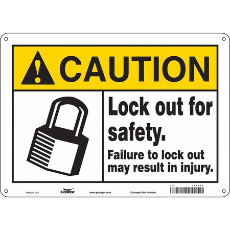 Condor 469L06 - Safety Sign, 10 in Height, 14 in Width, Polyethylene, Horizontal Rectangle, English, 469 L06