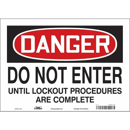 Condor 469L35 - Safety Sign, 10 in Height, 14 in Width, Vinyl, Horizontal Rectangle, English, 469 L35