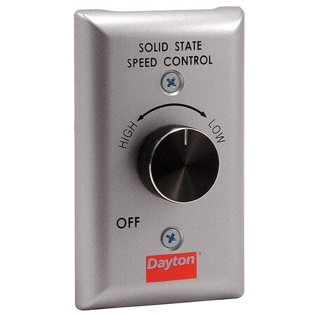 Dayton 48C172 - Dial Speed Control, 115 V, 6 Amp, SPST, Brushed Aluminum Plate