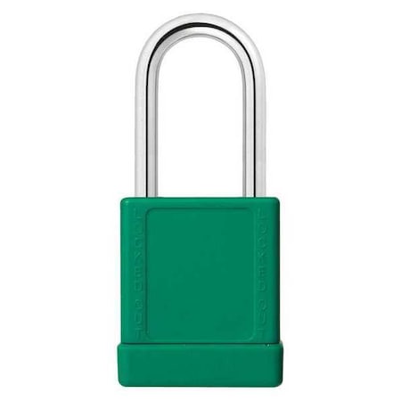 48JR86 - Lockout Padlock, Keyed Different, Aluminum, Green, 1 1/2 in Shackle Height, 1 5/16 in Body Width