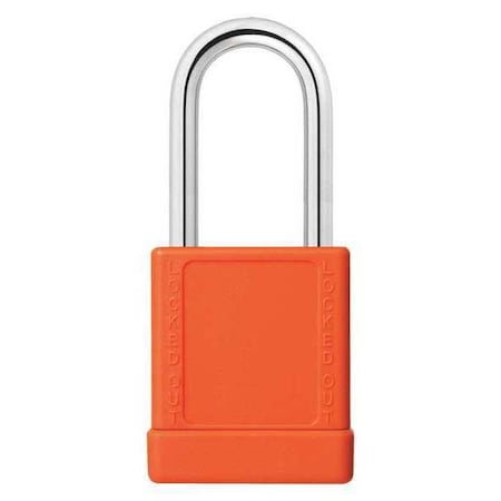 48JT15 - Lockout Padlock, Keyed Alike, Aluminum, Orange, 1 1/2 in Shackle Height, 1 9/16 in Body Width, 6 PK