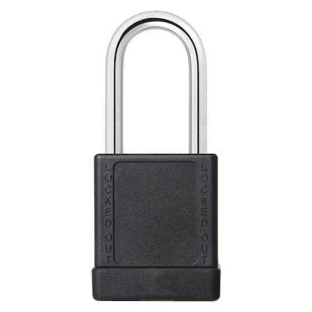 48JR97 - Lockout Padlock, Keyed Different, Aluminum, Black, 1 1/2 in Shackle Height, 1 5/16 in Body Width