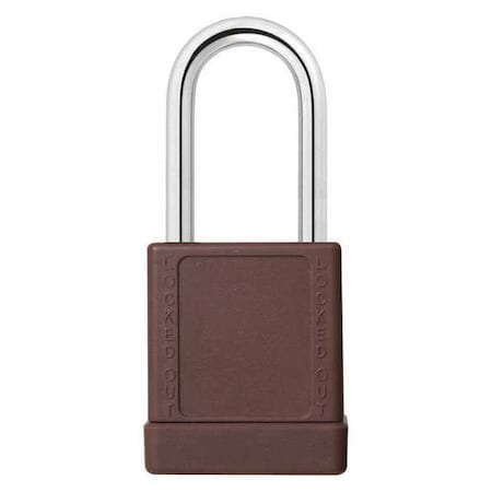 48JT08 - Lockout Padlock, Keyed Alike, Aluminum, Brown, 1 1/2 in Shackle Height, 1 9/16 in Body Width, 3 PK