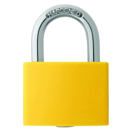 48JR19 - Lockout Padlock, Keyed Different, Aluminum, Yellow, 1 in Shackle Height, 1 5/16 in Body Width