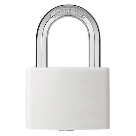 48JR53 - Lockout Padlock, Keyed Alike, Aluminum, White, 1 7/16 in Shackle Height, 1 5/16 in Body Width, 3 PK