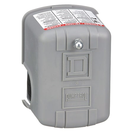 Telemecanique Sensors 9013FHG9J27 - Pressure Switch, Standard, DPST, 1 Ports, 1/4" MNPT, 40 to 100 psi Range, Polypropylene