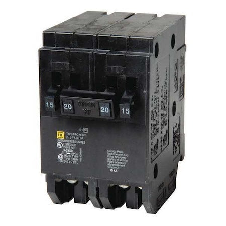 Square D HOMT1515220 - Miniature Circuit Breaker, HOMELINE Series, 15 A, 2x1, 1x2 Pole, 120/240 V AC, 10k A at 120 V AC