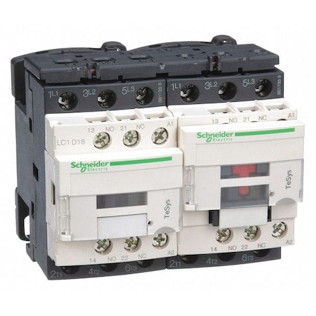 Schneider Electric LC2D18G7 - IEC Magnetic Contactor, 1 NC/1 NO, 120 V AC, 3 P, Reversing, Screw Clamp