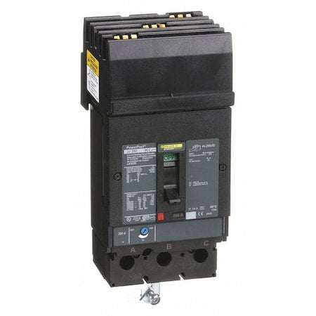 Square D JJA36200 - Molded Case Circuit Breaker, POWERPACT J Series, 200 A, 3 Pole, 600 V AC, 100k A at 240 V AC