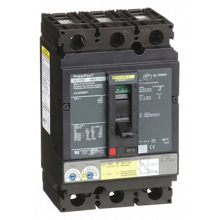 Square D HJL36030M71 - Molded Case Circuit Breaker, POWERPACT H Series, 30 A, 3 Pole, 600 V AC, 100k A at 240 VAC