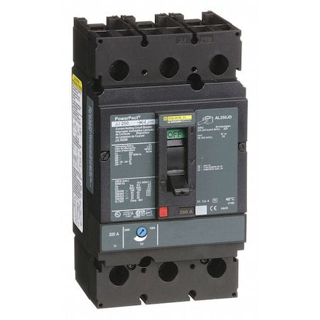 Square D JJL36200 - Molded Case Circuit Breaker, POWERPACT J Series, 200 A, 3 Pole, 600 V AC, 100k A at 240 VAC