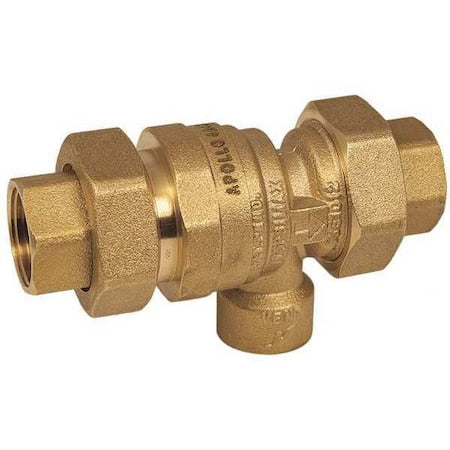 Apollo Valves 4A4A44AM - Dual Check Valve w/ Port,Brass,3/4",FNPT