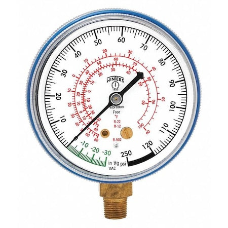 Winters PFG1730 - Low Side Pressure Gauge,2-1/2" dia.