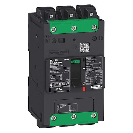 Square D BGL36100LU - Molded Case Circuit Breaker, POWERPACT B Series, 100 A, 3 Pole, 347/600 V AC, 65k A at 240 V AC
