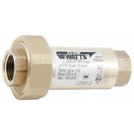 Watts LF7RU2-2 - Dual Check Valve,Copper Alloy,1/2",FNPT