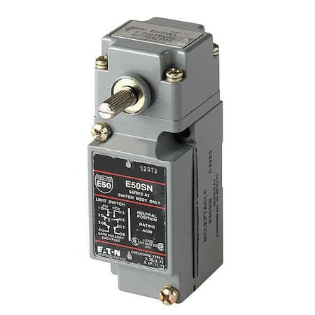 Eaton E50BL1 - Heavy Duty Limit Switch, No Lever, Rotary, 2 NC/2 NO, 10 A at 600 V AC, Actuator Location: Side