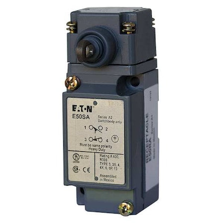 Eaton E50AS3 - Heavy Duty Limit Switch, Plunger, Roller, 1 NC/1 NO, 10 A at 600 V AC, Actuator Location: Side