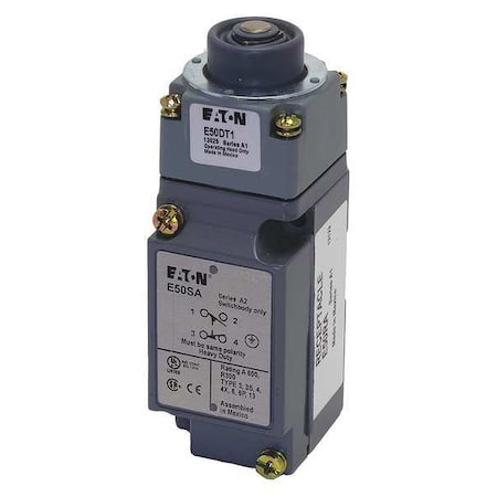 Eaton E50AT16P - Heavy Duty Limit Switch, Plunger, 1 NC/1 NO, 10 A at 600 V AC, Actuator Location: Top