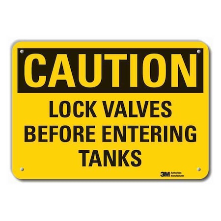 Lyle LCU3-0344-RA_14x10 - Reflective Lockout Tagout Caution Sign, 10 in Height, 14 in Width, Aluminum, Horizontal Rectangle