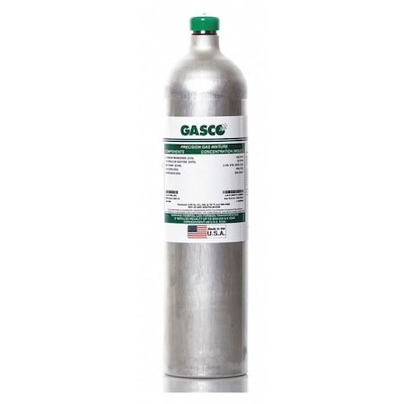 Gasco 58L-300 - Calibration Gas, Carbon Monoxide, Methane, Nitrogen, Oxygen, 58 L, C-10 Connection, +/-5% Accuracy