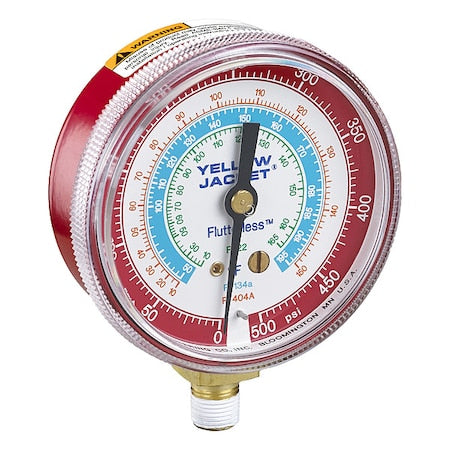 Yellow Jacket 49015 - High Side Gauge, 2 1/2 in Dia, Red