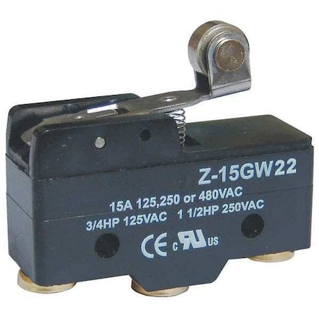 5JEE4 - Snap Action Switch, Hinge Roller, Lever Actuator, SPDT, 15 A at 480 V AC Contact Rating