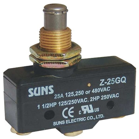 5JEF8 - Snap Action Switch, Panel Mount, Plunger Actuator, SPDT, 25 A at 480 V AC Contact Rating