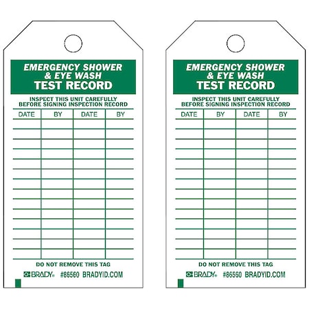 Brady 86560 - Tag, Inspection, Polyester, 5 3/4 in H x 3 in W, Green on White, Rectangle, 10 PK