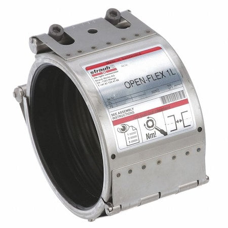 Straub STR35351 - 3 in 304 Stainless Steel Open Flex Coupling, Axial Movement, EPDM Gasket, 232 psi Max Pressure