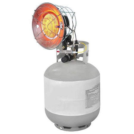 Dayton 5RCC0 - Portable Gas Tank-Top Heater, Liquid Propane, Matchless Piezo, 7 1/8 in Wx 8 5/16 in L