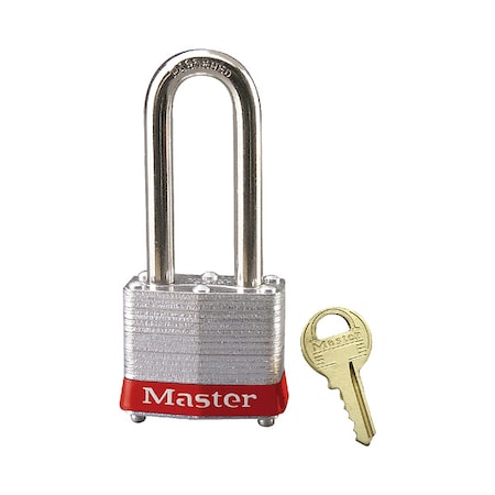 Master Lock 3LHRED - Lockout Padlock, Keyed Different, Steel, Red, 2 in Shackle Height, 1 9/16 in Body Width